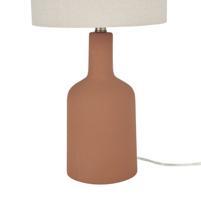 22" Terracotta Ceramic Table Lamp with White Shade