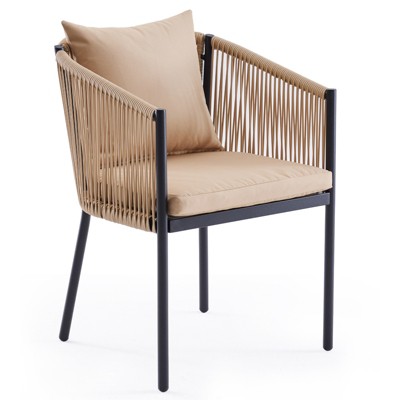Maggift Patio Seating Sets of 2, Rattan Wicker Patio Furniture Chairs with Cushions for Garden, Deck, Backyard, Poolside, Beige, 18.9"*24.6"*30.5"