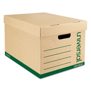 Universal Recycled Heavy-Duty Record Storage Box, Letter/Legal Files, Kraft/Green, 12/Carton - 1 of 4