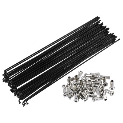 Unique Bargains Bicycle Carbon Steel 12G Bike Spoke with Nipples Black 9.41" Length 40 Pcs