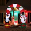 Outsunny 9ft Christmas Inflatables Outdoor Decorations Candy Cane Archway with Penguin Snowman Sit on Gift Box, Blow-Up LED Yard Christmas Decor - 2 of 4