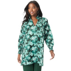 Roaman's Women's Plus Size Tulip Hem Blouse - 1 of 4