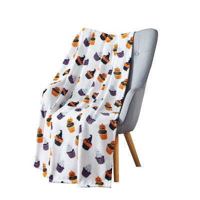 Kate Aurora Halloween Jack O Lanterns & Spooky Ghosts Cupcakes Oversized Accent Throw Blanket - 50 In. W X 70 In. L