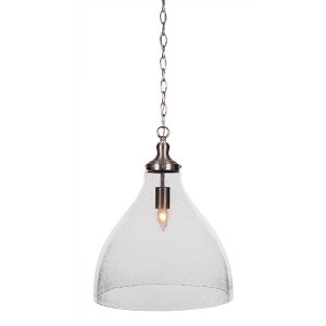 Toltec Lighting Juno 1 - Light Pendant in  Brushed Nickel with 16" Clear Bubble Shade - 1 of 1