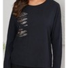 Women's CUT SEQUIN PATCH DETAIL LONG SLEEVE TOP - Venti6 - 2 of 2
