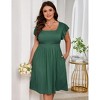 Whizmax Women Plus Size Midi Dress Short Ruffle Sleeves High Waist Casual Summer Dress with Pockets - 3 of 4