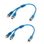 Unique Bargains 2Pcs 12"/ 30cm 2 RCA Female to Male Cable Jack Wire Adapter Y Splitter Car Audio