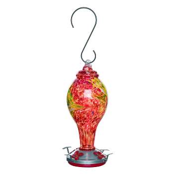 Transpac Glass 11.81 in. Multicolor Spring Flame Hummingbird Feeder