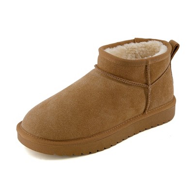 CUSHIONAIRE Women's Hip 2 Genuine Suede Ankle Snow Boots - Pull-On with Cozy Faux Shearling Lining, +Memory Foam