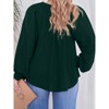 Coolmee Womens Plus Size Tops Casual V Neck Smocked Long Sleeve Chiffon Blouse Flowy Work Shirts - 3 of 4