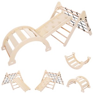 Toddler Indoor Gym Playset 3-in-1 Wooden Climbing Toys for Indoor & Outdoor with Ramp Arch Triangle Folding Climbing Toys - 1 of 4