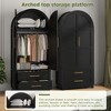 Wardrobe Closet with 2 Drawers and Arched Doors, 73" Tall Wooden Bedroom Armoires with Hanging Rod - 4 of 4