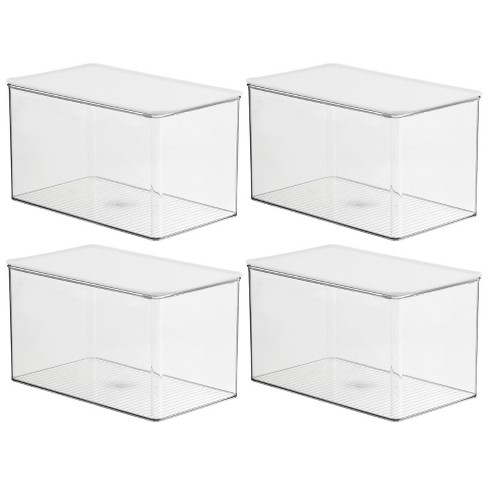 Gray/Clear 4 Pack mDesign Stackable Plastic Bathroom Organizer Box with Lid 