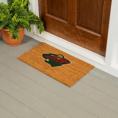 EvergreenNHLMinnesota Wild Logo Natural Coir 28 x 16 Inches Indoor Outdoor Doormat