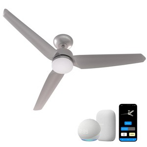 Promounts Smart ONE 52" WiFi Smart Ceiling Fan - Reversible, Color Temp Adjustable LED Light, Silver - 1 of 1