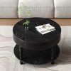 Lirago 32" Modern Round Coffee Table Black with Dual Storage Hidden Compartment Adjustable Leveling Feet - 4 of 4