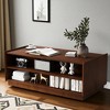 Mshliw 47.2" Modern Rectangle Coffee Table with 4 Drawers & 2 Display Shelves, Fluted Wood Design & Tempered Glass for Living Room - 2 of 4