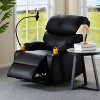 Manual Recliner Chair in Black PU Leather, Modern Armchair with Phone Holder & 2 Cup Holders, 32.4"x39.57"x38.78"H - 2 of 4