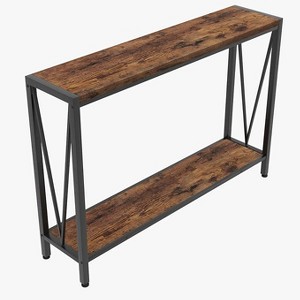 42.9-Inch Narrow Console Table with Storage Shelf, Industrial Rustic Brown Sofa & Entryway Table for Living Room, Hallway - 1 of 4