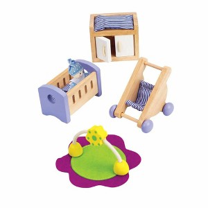 Hape Wooden Dollhouse Furniture Baby's Room Set, 1:12 Scale - 1 of 4