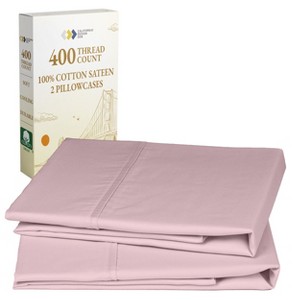 Set of 2 Pillowcases - 400 Thread Count, 100% Cotton Sateen, Soft, Cooling and Breathable by California Design Den - 1 of 4