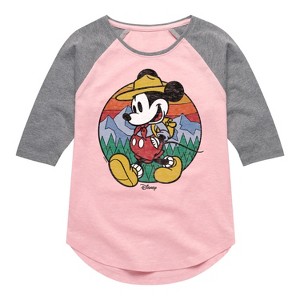 Girls' - Disney - Mickey & Friends Shirt Tail Raglan Graphic T-shirt - 1 of 4