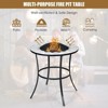 WELLFOR 23.5" Wood Burning Dining Fire Table With Mesh Cover & Poker W-10388 Black - 3 of 4