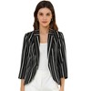Allegra K Women's Striped 3/4 Sleeves Open Front Casual Notched Lapel Blazer - 3 of 4
