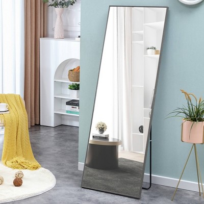 DOMETOUR 4th Generation Gray Solid Wood Frame Full Body Mirror, Dressing Mirror, Bedroom Porch Decorative Mirror, Floor Mirror, Wall Mirror