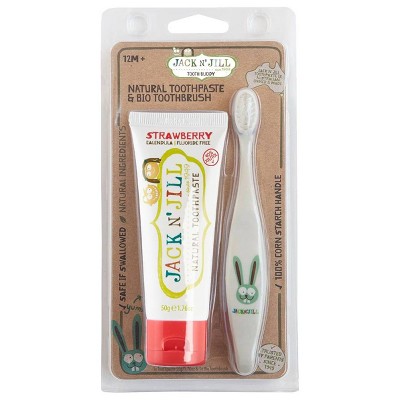 Jack N' Jill Tooth Buddy- Strawberry Natural Toothpaste / Bunny Biodegradable Toothbrush - 1.76oz