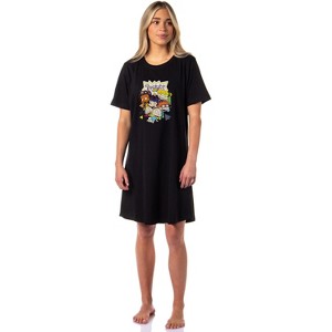 Nickelodeon Women's Rugrats Cartoon Nightgown Sleep Pajama Dress Black - 1 of 4