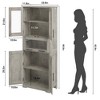 Tall Narrow Bathroom Cabinet, 67 in Slim Storage Cabinet with Glass Doors and Adjustable Shelf, Freestanding Cupboard for Small Spaces - 2 of 4