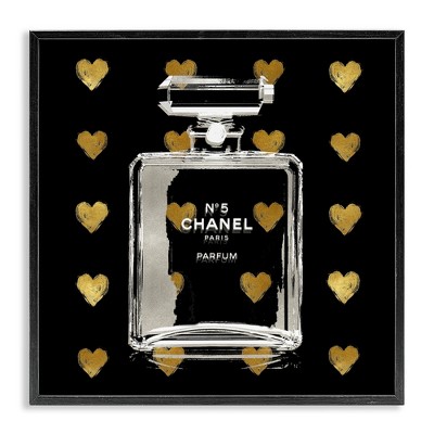Stupell Industries Glam Brand Perfume Hearts Pattern Black Framed Giclee Art