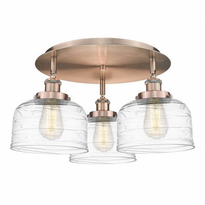 Bell - 3 Light Flush Mount In Art Deco Style-9.25 Inches Tall and 19.75 Inches Wide