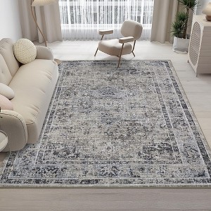 Vintage Oriental Rug, Washable Non-Slip Area Rug ¨C Distressed Medallion Carpet for Living Room, Bedroom - 1 of 4