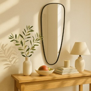 TEHOME Chrome Asymmetrical Bathroom Mirror Irregular Shaped Wall Mirror - 1 of 4