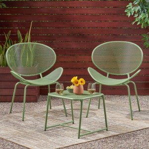 3 Piece Metal Patio Table and Chairs Sets, Outdoor Conversation Furniture Set,Metal Patio Table and Chairs Set for Small Space-Maison Boucle - 1 of 4