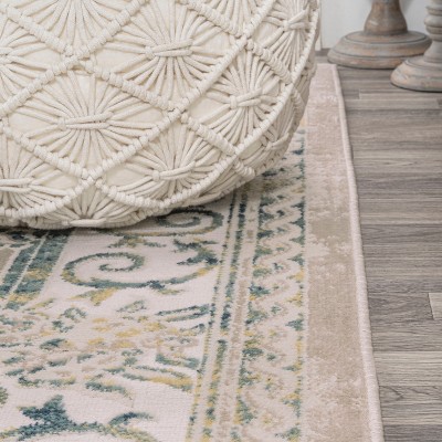 Navy and Ivory Medallion Synthetic Easy-Care Area Rug