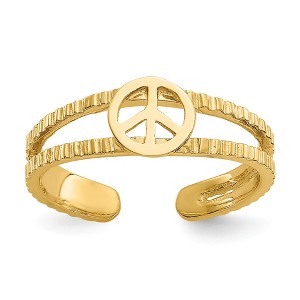 Black Bow Jewelry Peace Sign Toe Ring in 14 Karat Yellow Gold - 5mm - 1 of 4