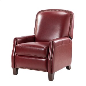Deborah Modern Wooden Upholstery Modern Genuine Leather Recliner with Nailhead Trim for Living Room and Bedroom  | ARTFUL LIVING DESIGN - 1 of 4