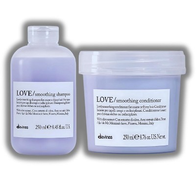 Davines LOVE Smoothing Shampoo (8.45 oz) & Conditioner (8.76 oz) - Anti-Frizz Duo Set for Coarse/Frizzy Hair, Boosts Shine & Elasticity