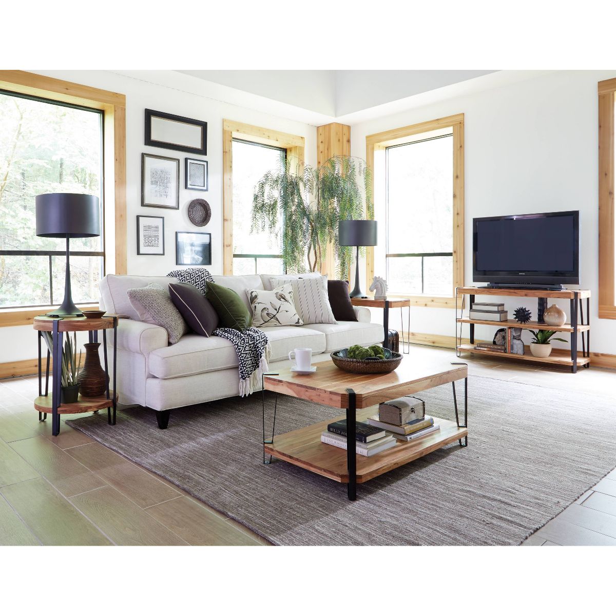 Alaterre Furniture Ryegate Live Edge Solid Wood Coffee Table Metal and Wood - thumbnail 9