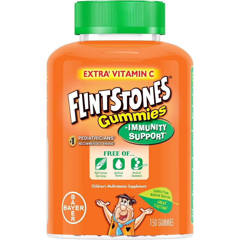 The Flintstones Kids&#39; Multivitamin Plus Immunity Support Gummies - Cherry, Raspberry &#38; Orange - 150ct, 1 of 7