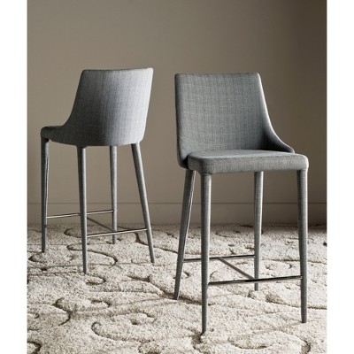 Summerset Light Grey Linen and Chrome Counter Stools, Set of 2