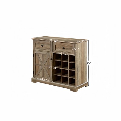 YOOCOZZ Farmhouse Buffet Sideboard with 2 Drawers Removable Wine Racks Storage Shelves Liquor Coffee Bar Cupboard - Gray Wash