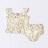 Baby Girls' Floral Peplum Top & Bloomer Set - Cloud Island™ Cream - 2 of 4