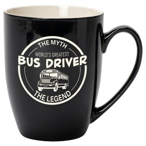 Elanze Designs World's Greatest Bus Driver The Myth The Legend Black 10 ounce New Bone China Coffee Cup Mug - 1 of 4
