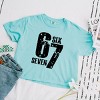 Six Seven Distressed - Women's Boxy Crop Top Graphic T-Shirt - 2 of 4