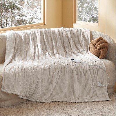 Electric Heated Blanket Soft & Washable Ribbed Flannel