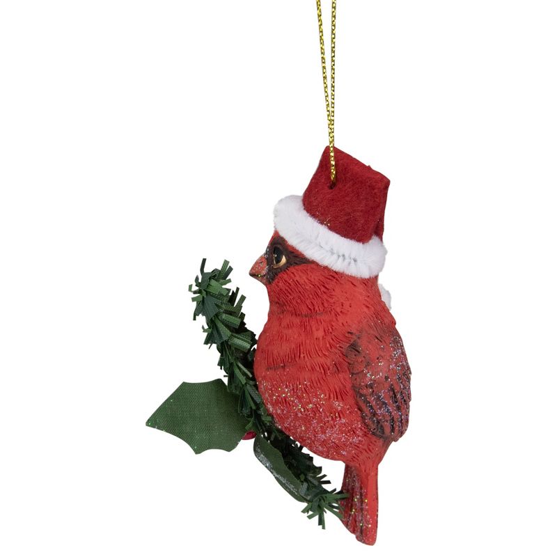 Northlight 3.5" Red Cardinal Bird Wearing Santa Hat Christmas Ornament, 4 of 5